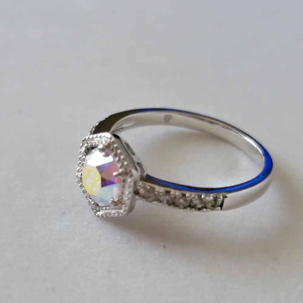 Fragrant Jewels Sparkling Irridescent Hexagon Ring